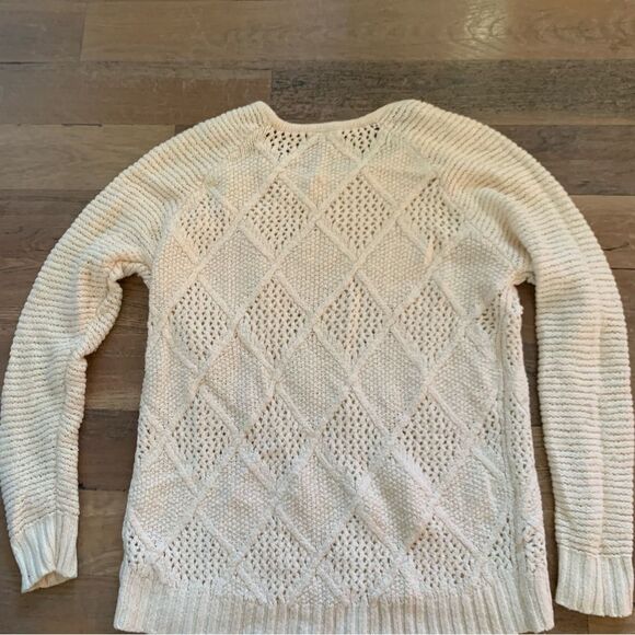 American Eagle Outfitters Crème Crew Neck Knitted Pullover Sweater Size Large - Picture 11 of 13
